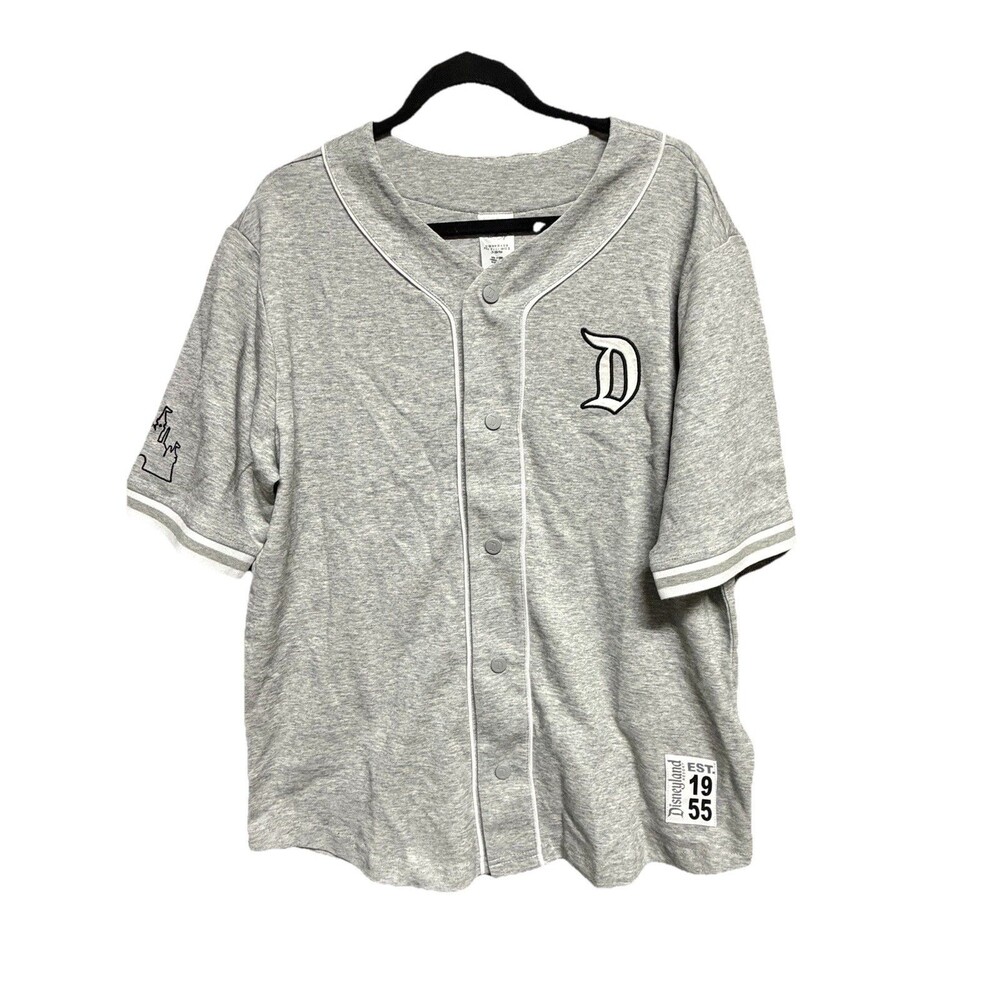 Disneyland Resort Baseball Jersey Adult M Gray Embroidered Gothic D Est 1955 NEW